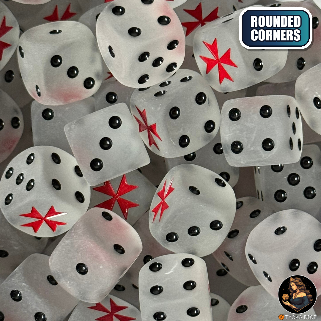 Holy Cross - Translucent Matte White Dice Set — sci-fi wargame dice, rounded corners | TYCKA DICE