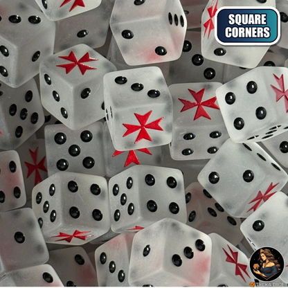 Holy Cross - Translucent Matte White Dice Set — sci-fi wargame dice, square corners | TYCKA DICE