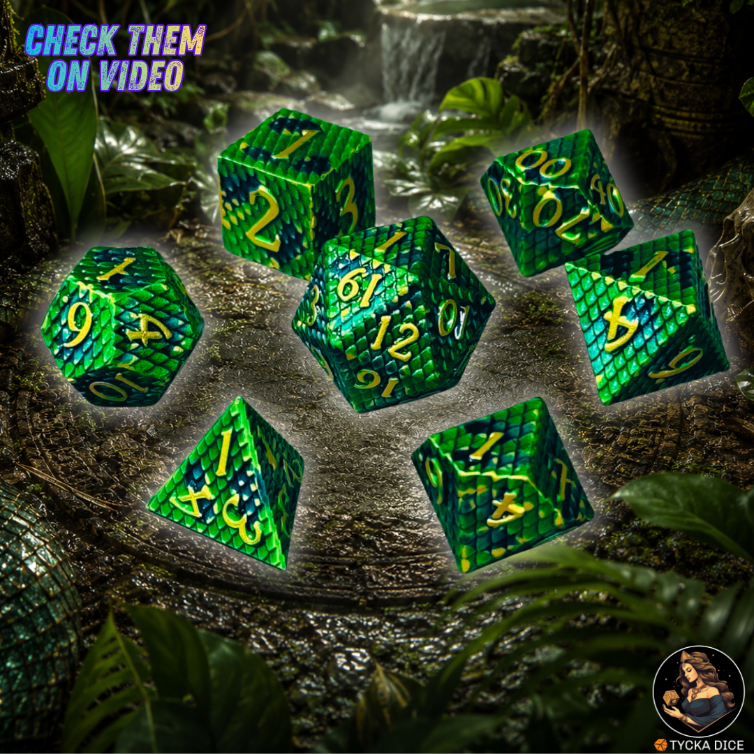Forged Metal Dice - Hydra Dragon Scales RPG Dice Set | TYCKA DICE