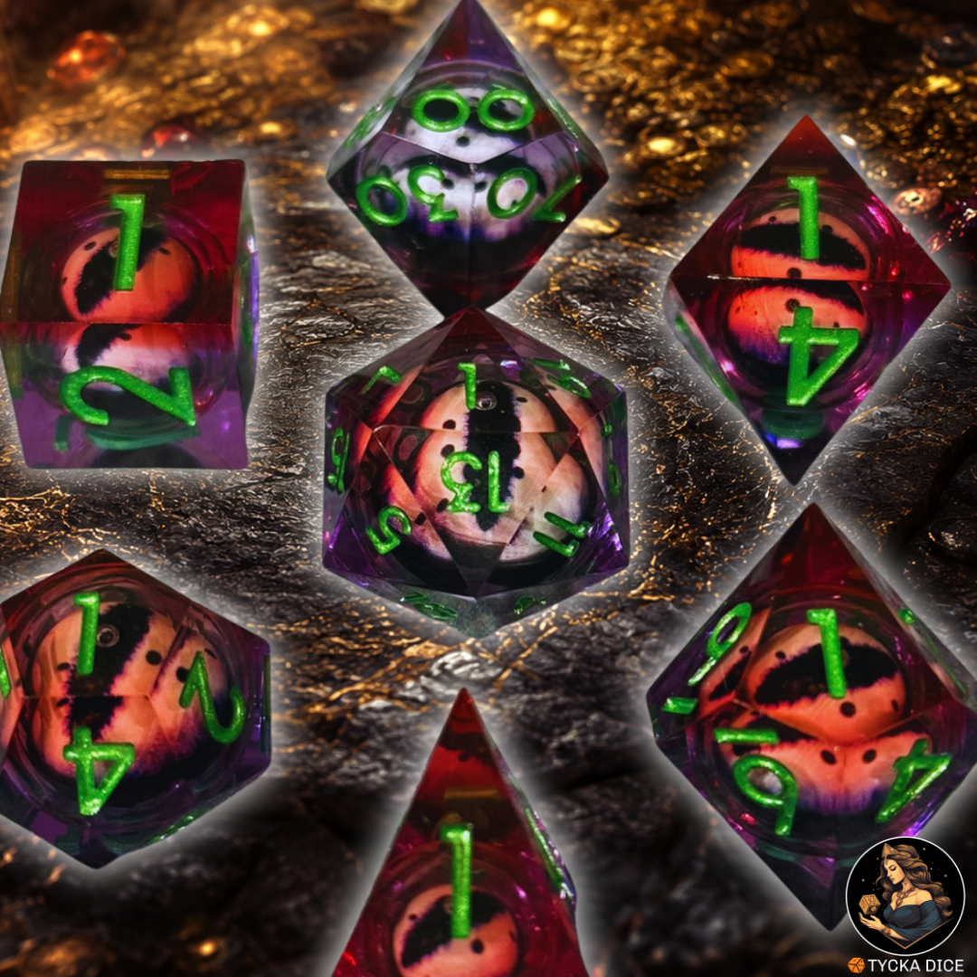 Liquid Core Dice - Joker Eye of the Dragon RPG Dice Set - Detail | TYCKA DICE