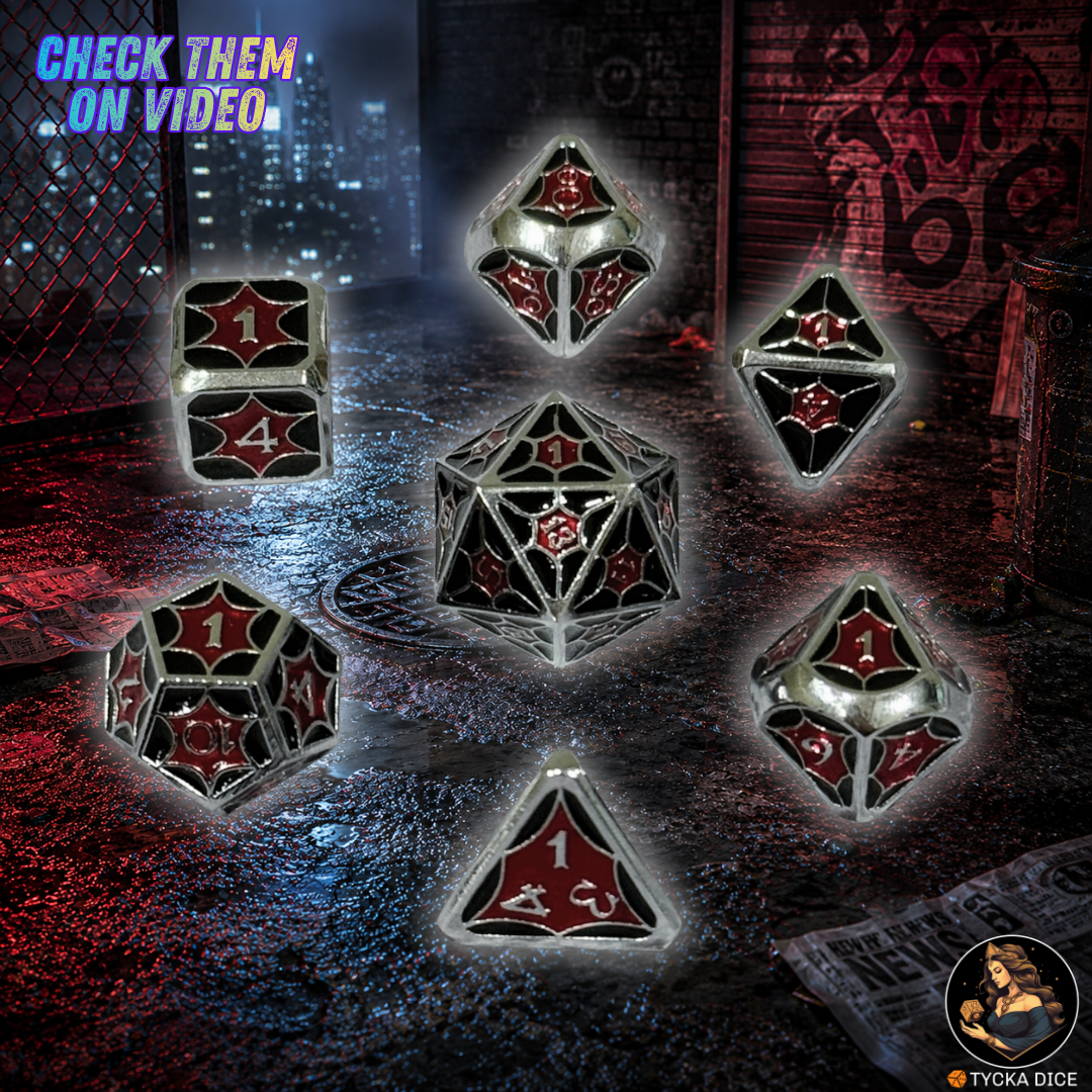 Forged Metal Dice - Lolth Spiderweb RPG Dice Set - Detail | TYCKA DICE