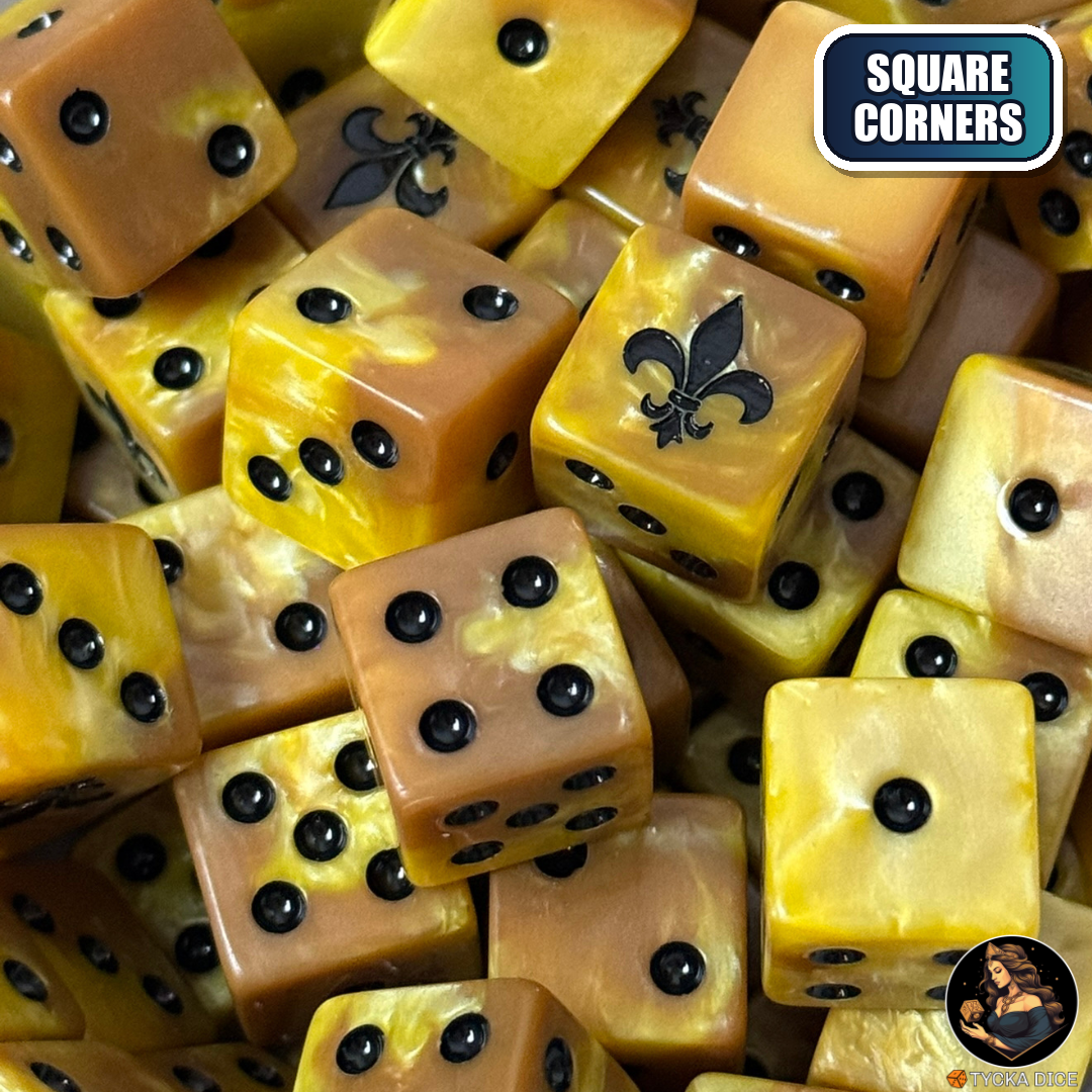 Lysandre - Golden Dice Set — wargame dice, square corners | TYCKA DICE