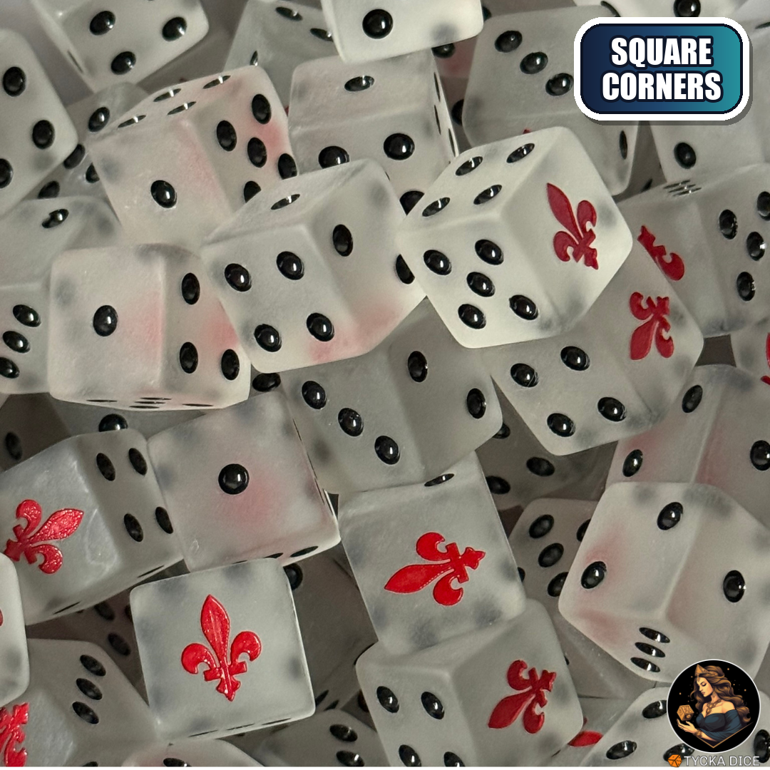 Lysborne - Translucent Matte White Dice Set — sci-fi wargame dice, square corners | TYCKA DICE