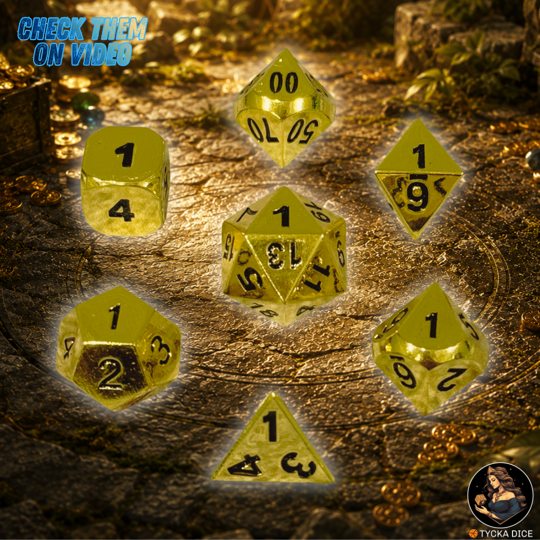 Forged Metal Dice - Midas Solid Forge RPG Dice Set - Detail | TYCKA DICE