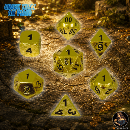 Forged Metal Dice - Midas Solid Forge RPG Dice Set - Detail | TYCKA DICE