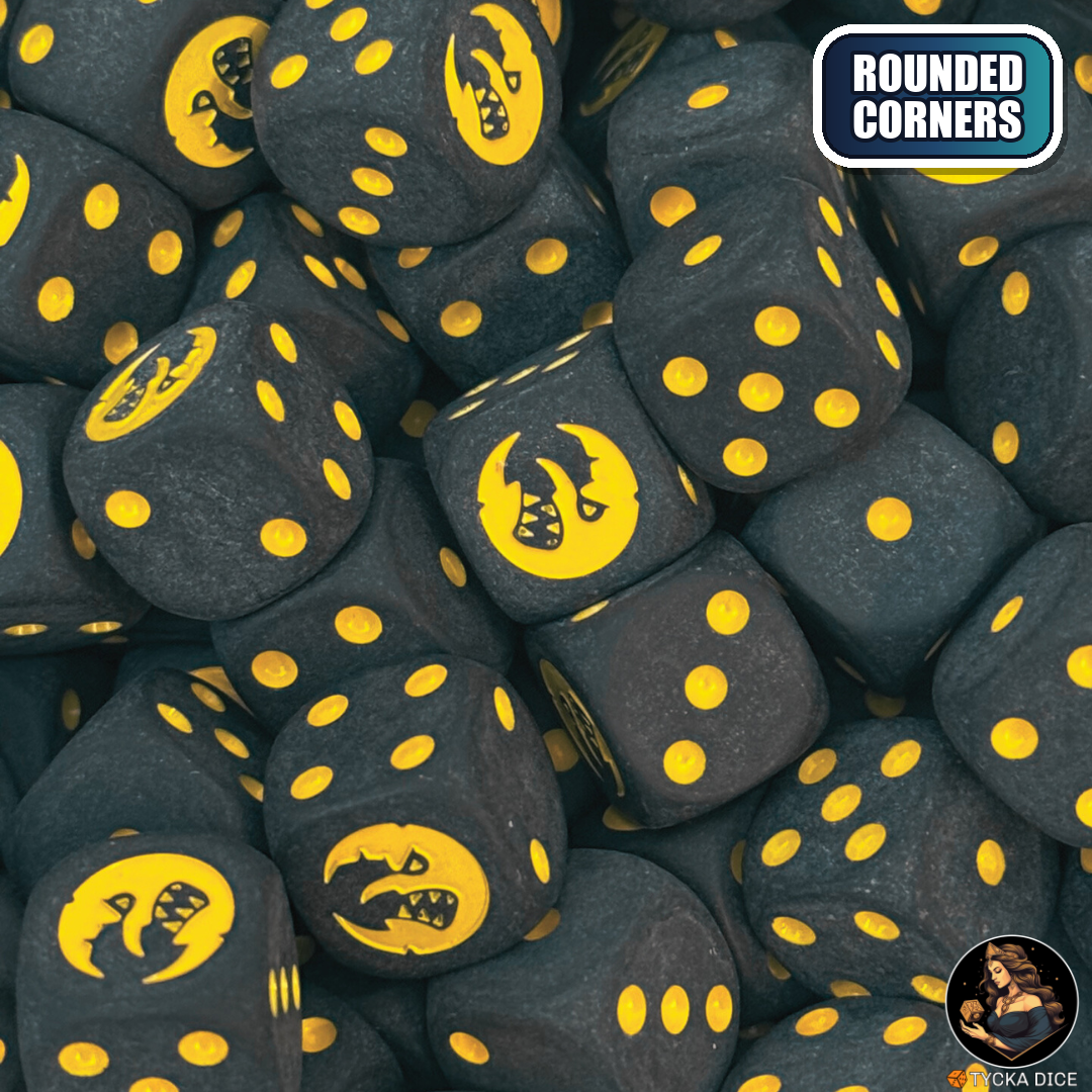 Moonshadow Marauders - Matte Black Dice Set — wargame dice, rounded corners | TYCKA DICE