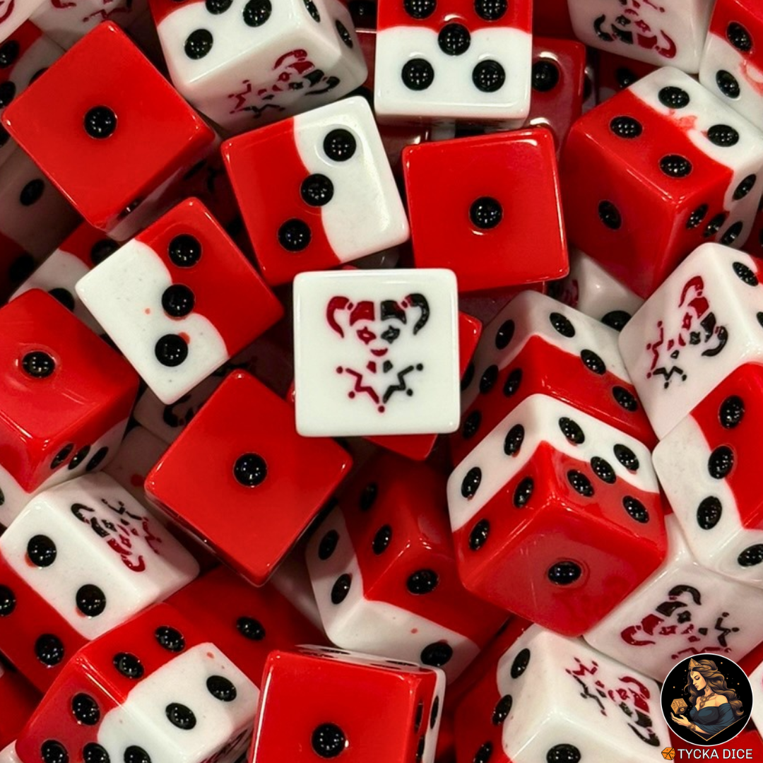 EXCLUSIVE - Jester Queen | Red & White D6 | TYCKA DICE