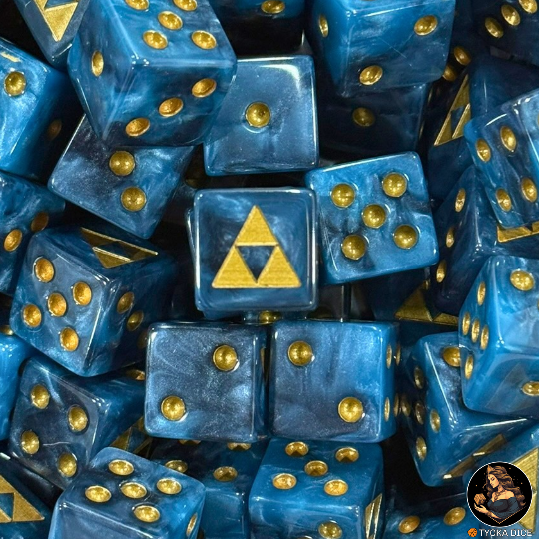 EXCLUSIVE - Triad of the Ancients | Pearl Blue & Gold D6 | TYCKA DICE