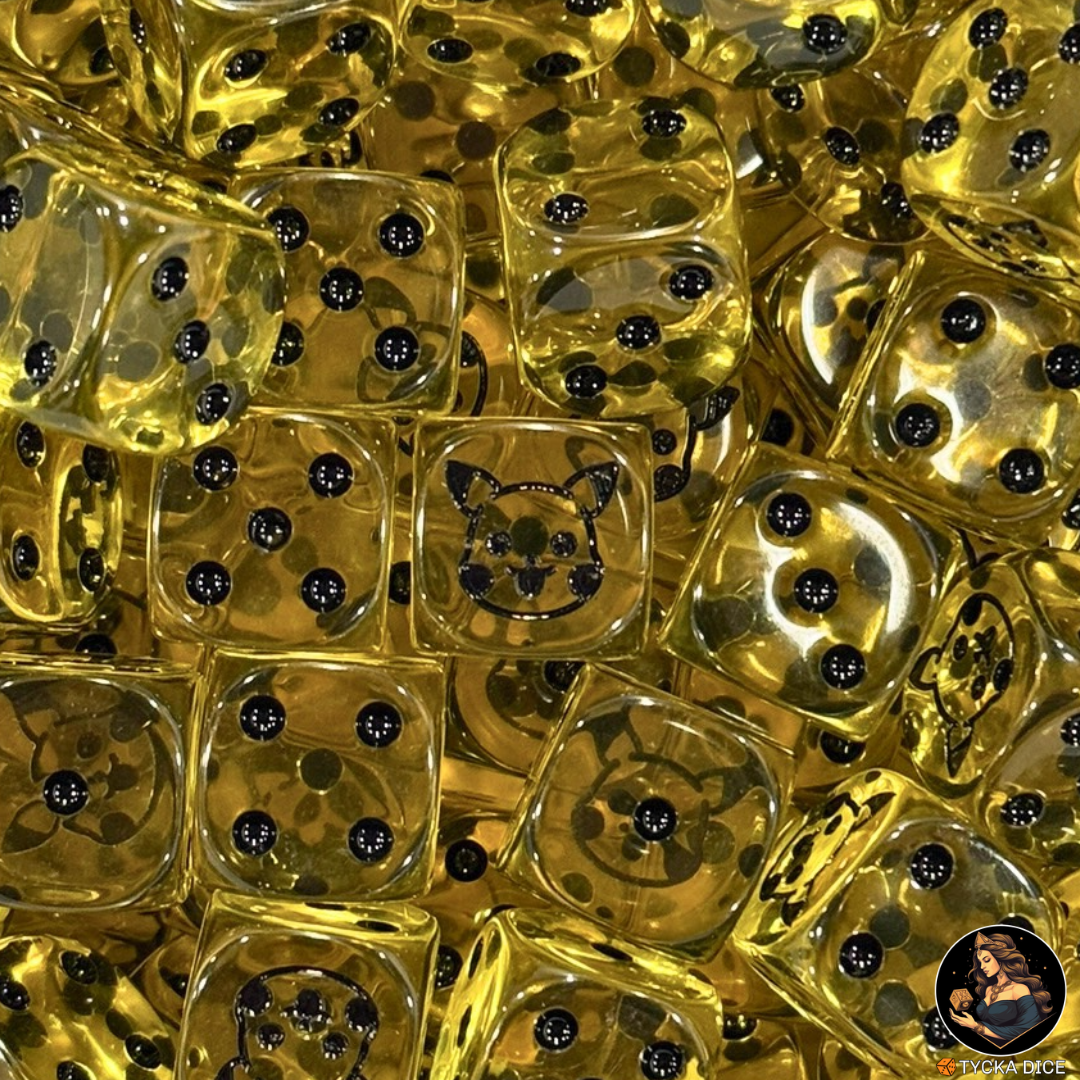 EXCLUSIVE - Yellow | Translucent Yellow & Black D6 | TYCKA DICE
