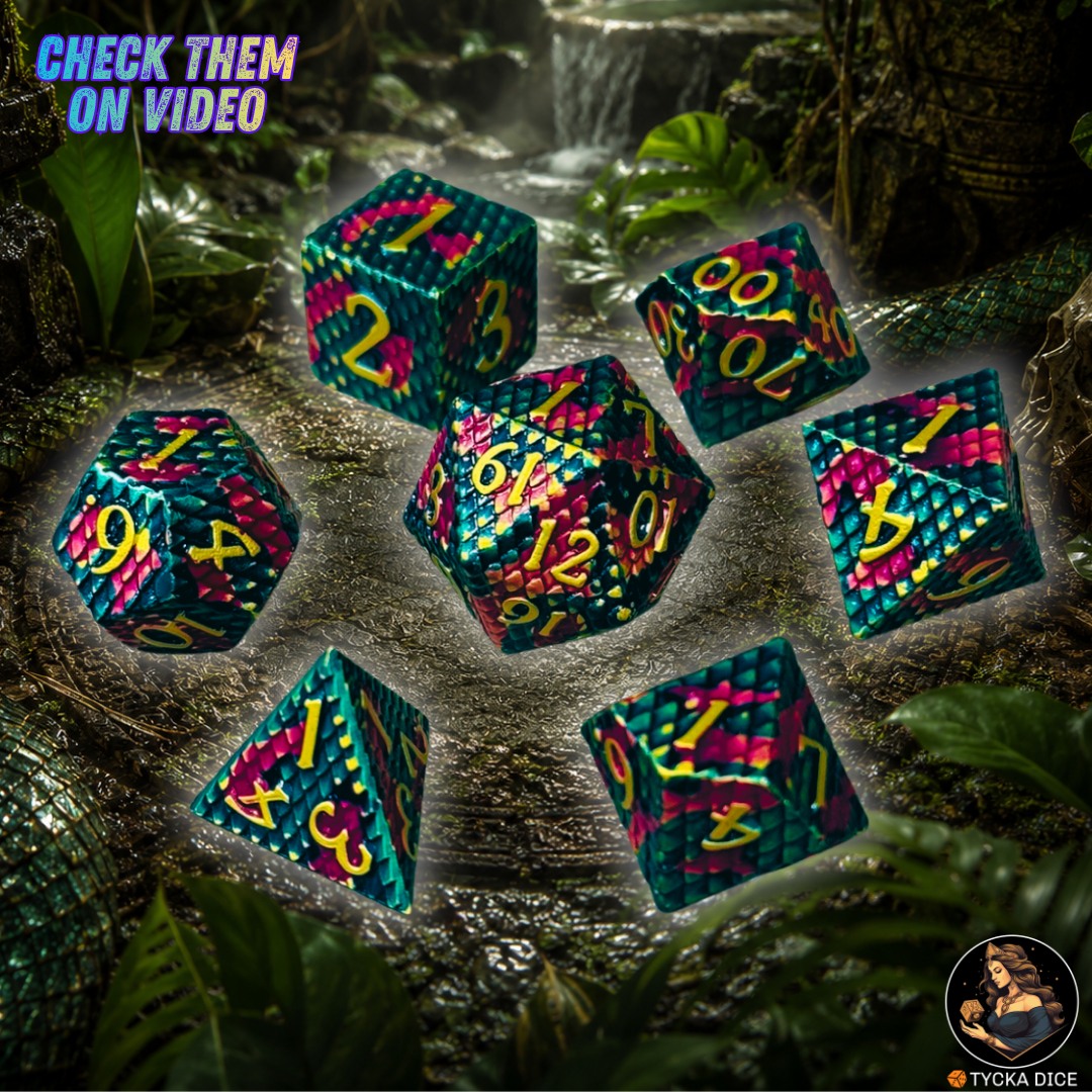 Forged Metal Dice - Naga Dragon Scales RPG Dice Set | TYCKA DICE