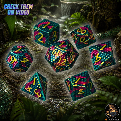 Forged Metal Dice - Naga Dragon Scales RPG Dice Set | TYCKA DICE