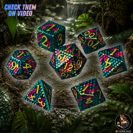 Forged Metal Dice - Naga Dragon Scales RPG Dice Set | TYCKA DICE