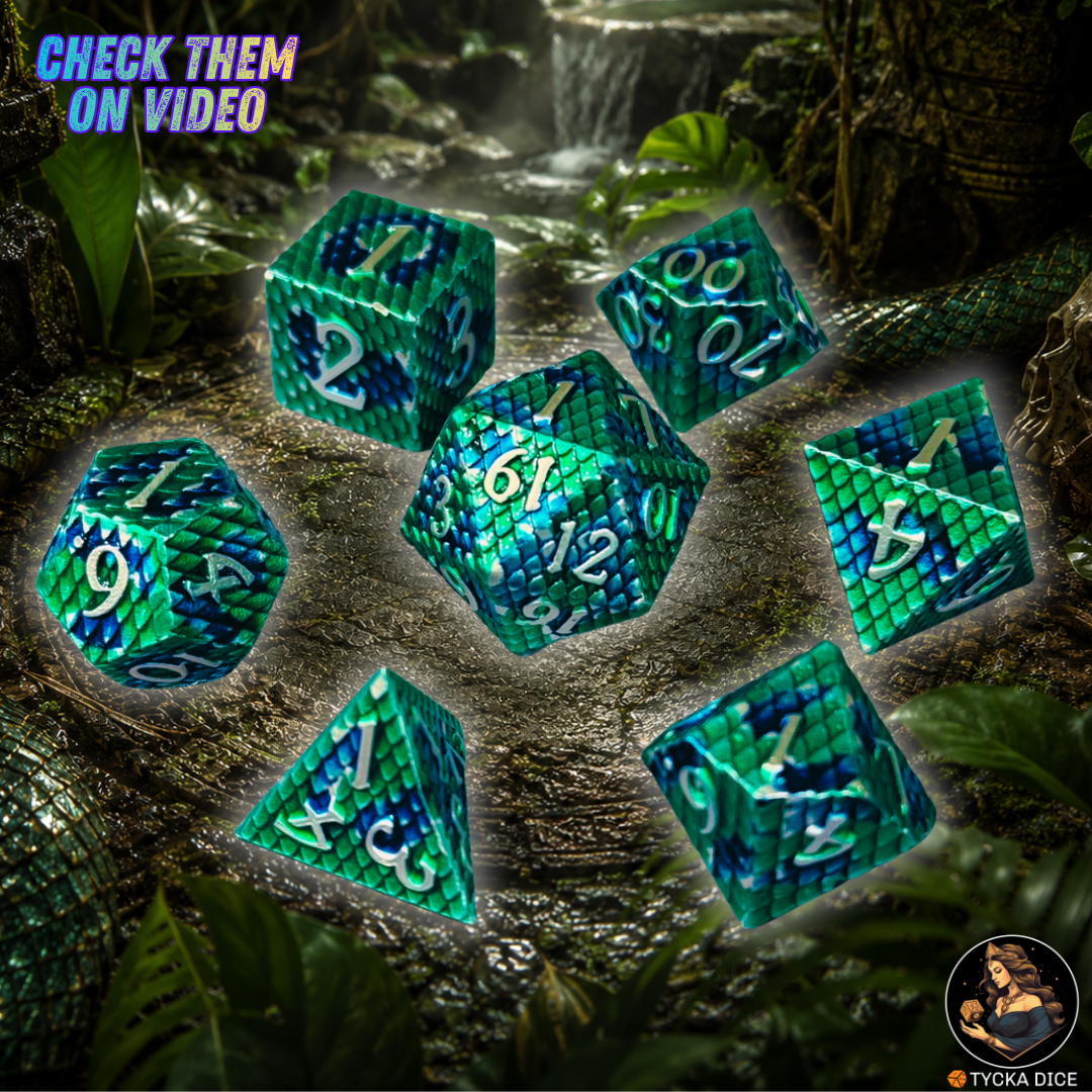 Forged Metal Dice - Naiad Dragon Scales RPG Dice Set | TYCKA DICE