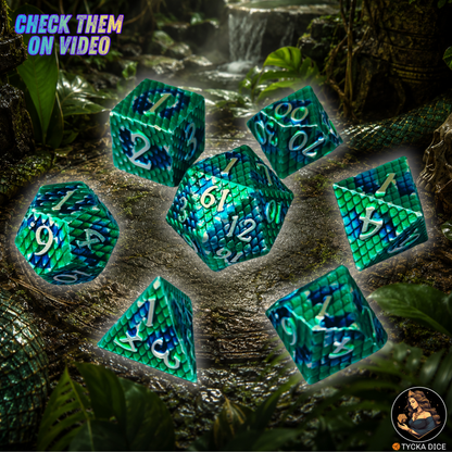 Forged Metal Dice - Naiad Dragon Scales RPG Dice Set | TYCKA DICE