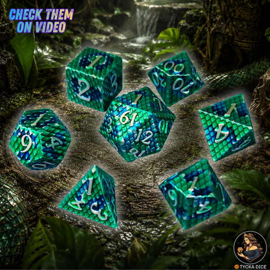 Forged Metal Dice - Naiad Dragon Scales RPG Dice Set | TYCKA DICE