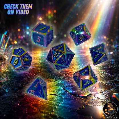 Forged Metal Dice - Nereid Framed RPG Dice Set | TYCKA DICE
