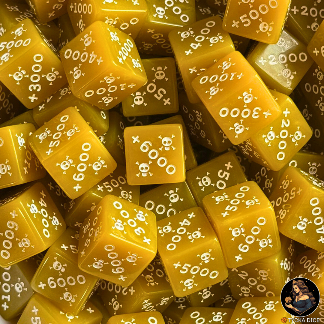 Marbled Resin Counter Dice — Compatible with One Piece TCG | +1000 to +6000 & -1000 to -6000 (Set of 12)