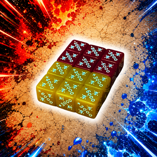 Marbled Resin Counter Dice — Compatible with One Piece TCG | +1000 to +6000 & -1000 to -6000 (Set of 12)