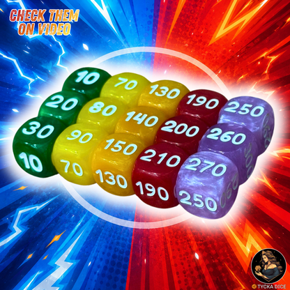 Pokemon TCG HP Counter Dice | 15pc Full Scale 10–300 | Marbled Resin | Fan-Made