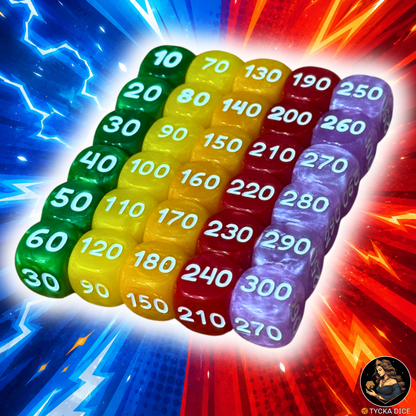 Pokemon TCG HP Counter Dice | 15pc Full Scale 10–300 | Marbled Resin | Fan-Made