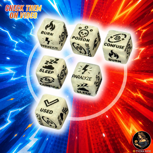 Pokemon TCG Status Dice — Handcrafted Marbled Resin D6 | Unofficial Fan-Made