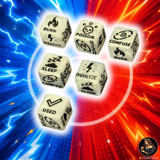 Pokemon TCG Status Dice — Handcrafted Marbled Resin D6 | Unofficial Fan-Made