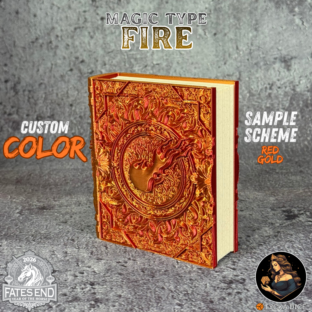 Fire Magic Tome - Custom Colour Example | TYCKA DICE