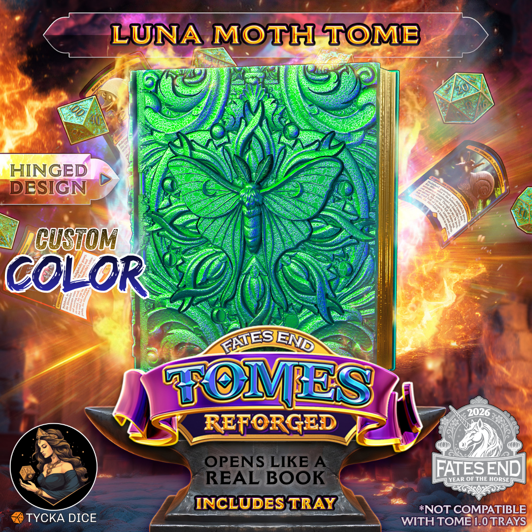 Luna Moth Tome Reforged - 3D Printed TTRPG Storage | TYCKA DICE