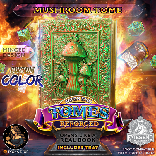 Mushroom Tome Reforged - 3D Printed TTRPG Storage | TYCKA DICE