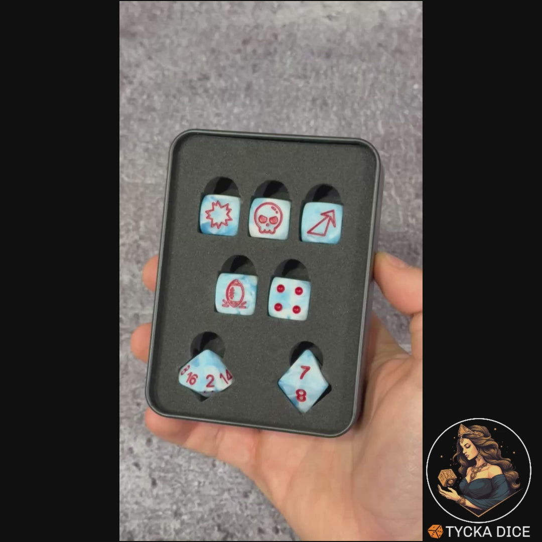 Fantasy Football Dice Matte Blue and White Mix - Product Video | TYCKA DICE