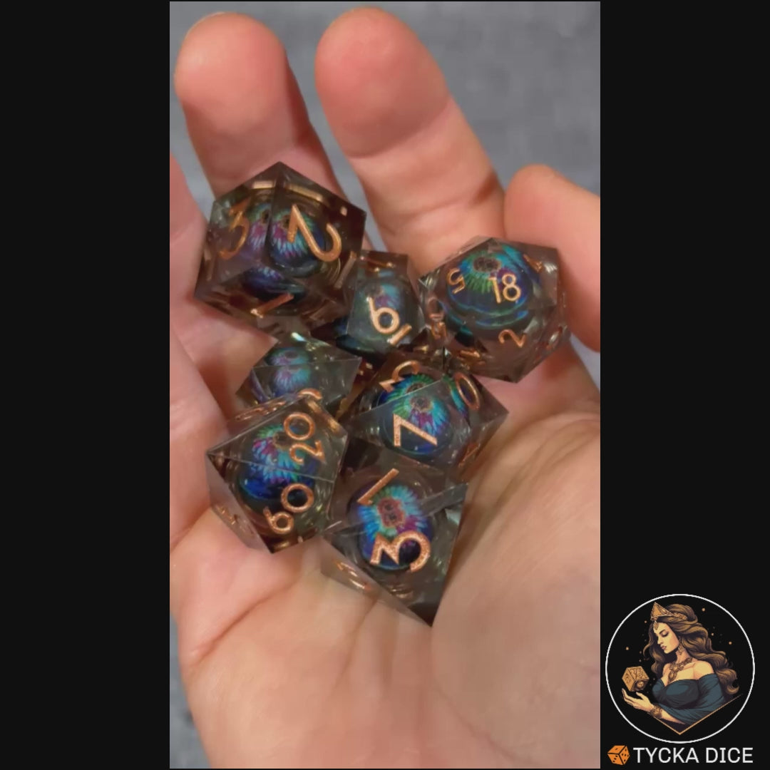 Liquid Core Dice - Mindflayer Eye of the Dragon RPG Dice Set - Product Video | TYCKA DICE