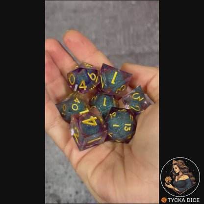 Liquid Core Dice - Azura Mystic Sand RPG Dice Set - Product Video | TYCKA DICE