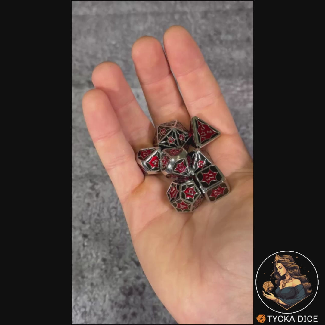 Forged Metal Dice - Lolth Spiderweb RPG Dice Set - Product Video | TYCKA DICE