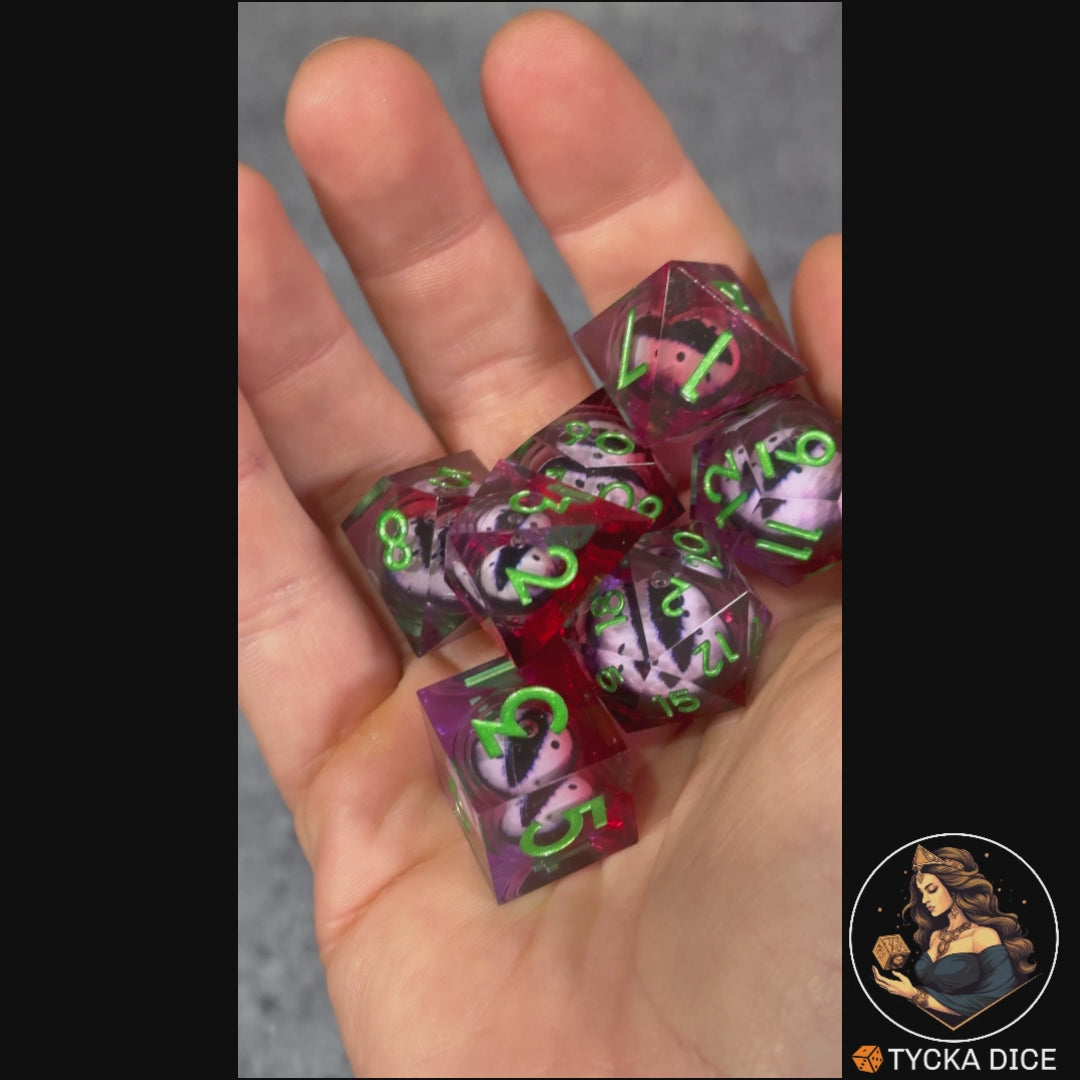 Liquid Core Dice - Joker Eye of the Dragon RPG Dice Set - Product Video | TYCKA DICE