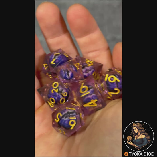 Liquid Core Dice - Mystra Eye of the Dragon RPG Dice Set - Product Video | TYCKA DICE