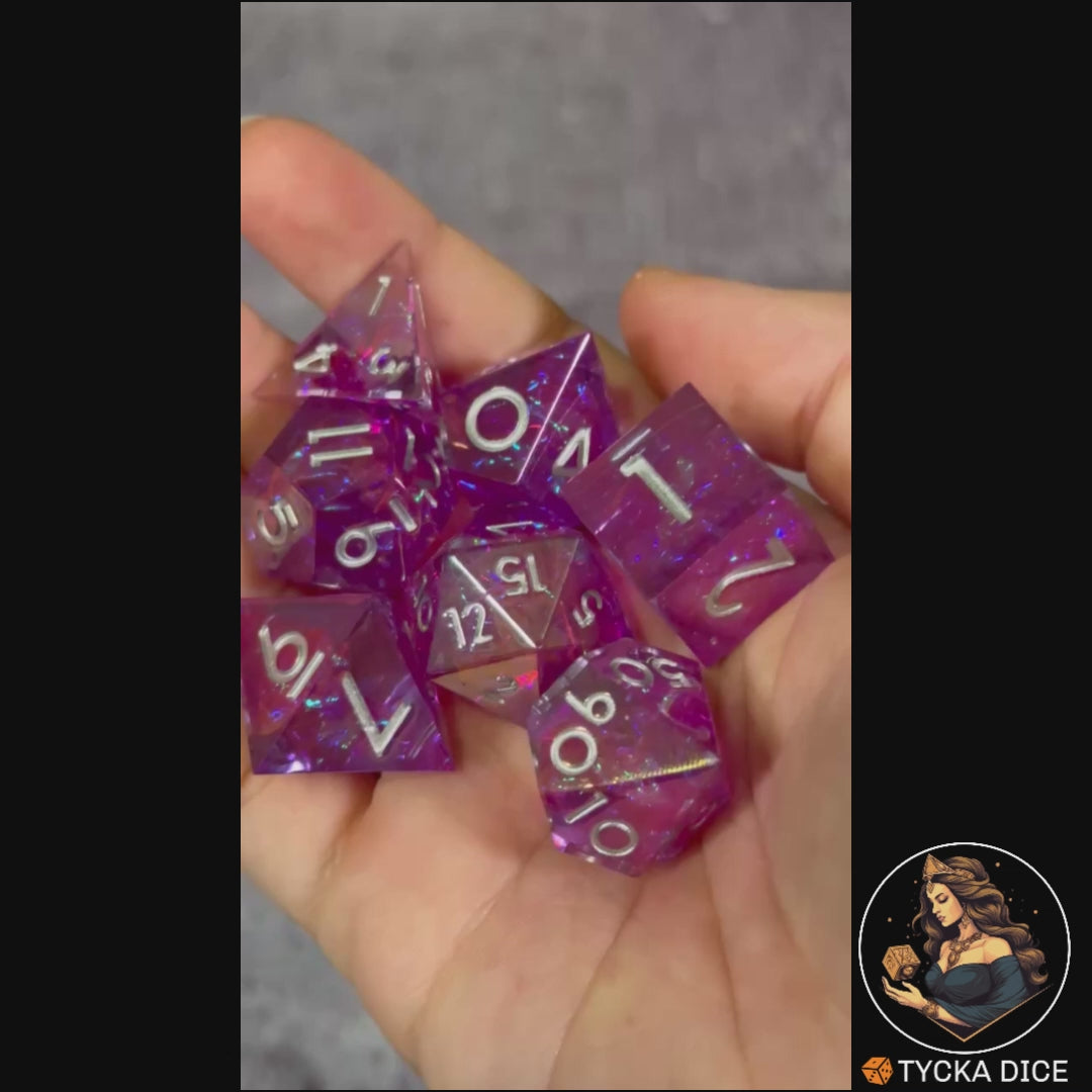 Liquid Core Dice - Titania Shimmer RPG Dice Set - Product Video | TYCKA DICE