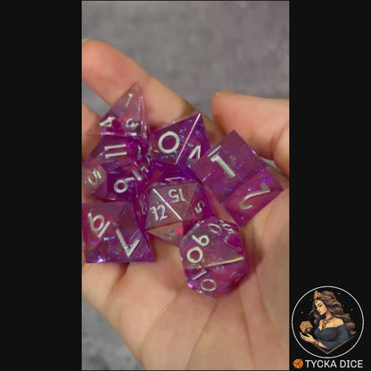 Liquid Core Dice - Titania Shimmer RPG Dice Set - Product Video | TYCKA DICE