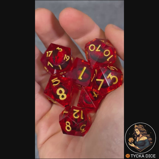 Liquid Core Dice - Smaug Eye of the Dragon RPG Dice Set - Product Video | TYCKA DICE