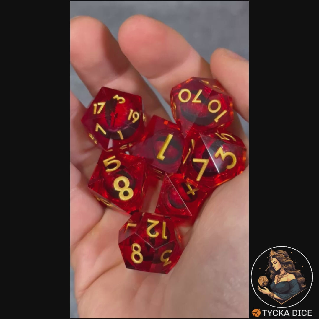 Liquid Core Dice - Smaug Eye of the Dragon RPG Dice Set - Product Video | TYCKA DICE