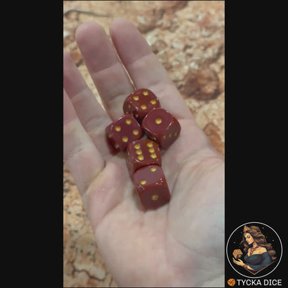 CHROMA Romanus Dice - Video | Garnet & Gold No-Logo D6 Rolling | TYCKA DICE