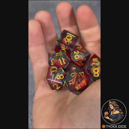 Liquid Core Dice - Raistlin Eye of the Dragon RPG Dice Set - Product Video | TYCKA DICE