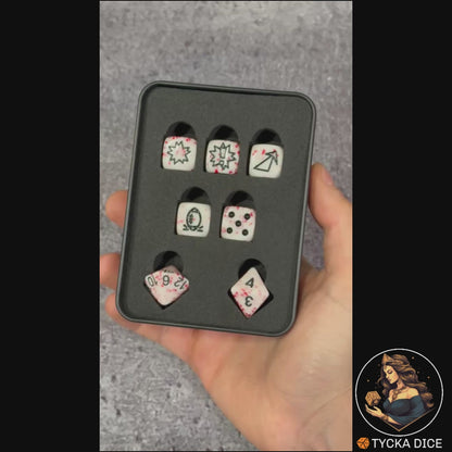 Fantasy Football Dice White Bloodspatter - Product Video | TYCKA DICE