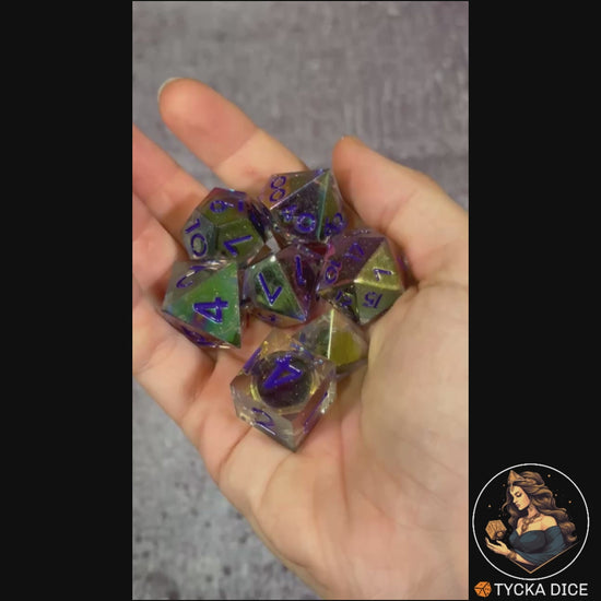 Liquid Core Dice - Thistle Shimmer RPG Dice Set - Product Video | TYCKA DICE