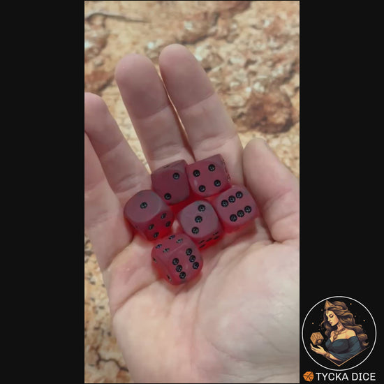 CHROMA Infernum Dice - Video | Matte Translucent Red No-Logo D6 Rolling | TYCKA DICE