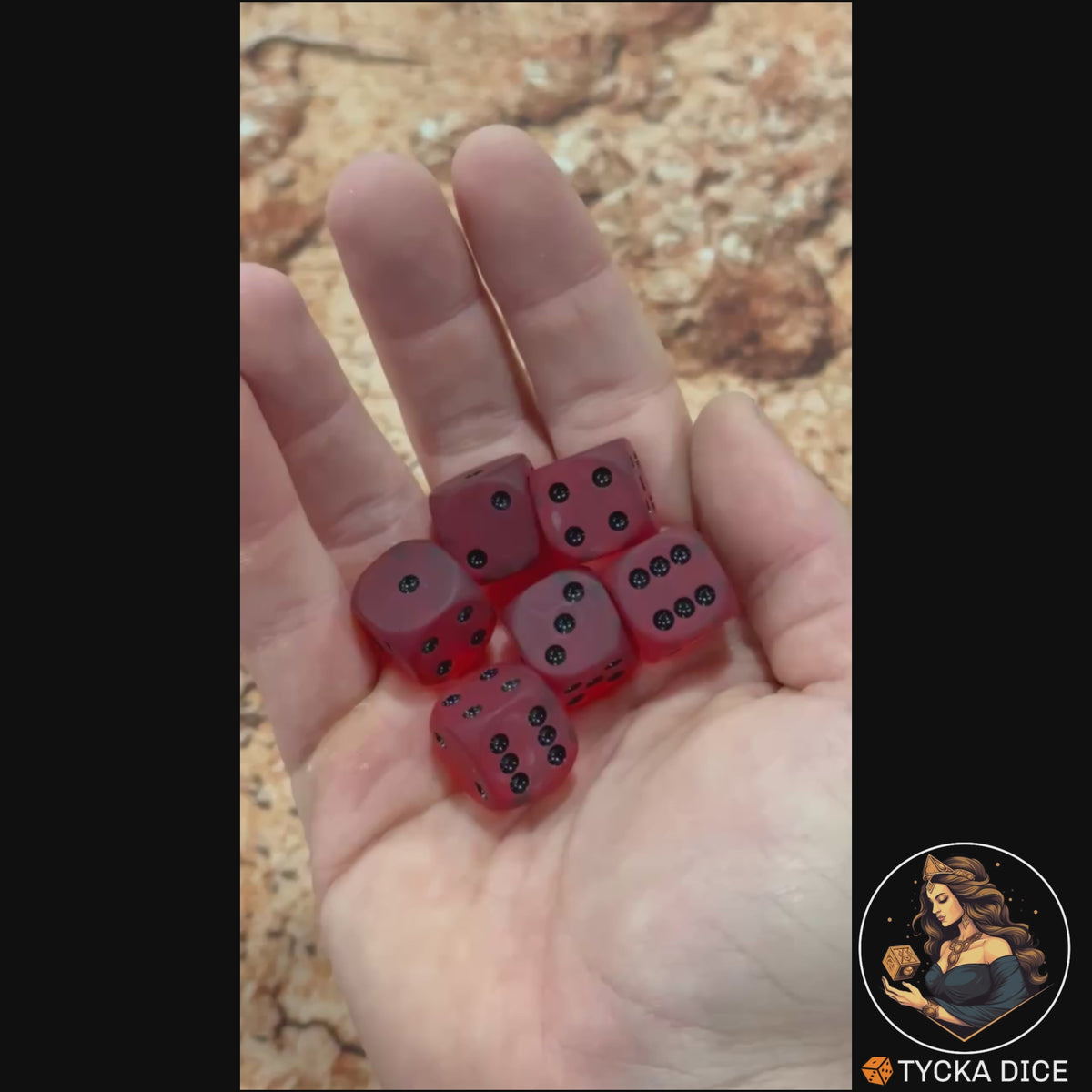 CHROMA Infernum Dice - Video | Matte Translucent Red No-Logo D6 Rolling | TYCKA DICE