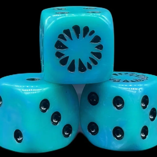 Video preview – oversized 20mm ice blue marbled dice – frost ogre style