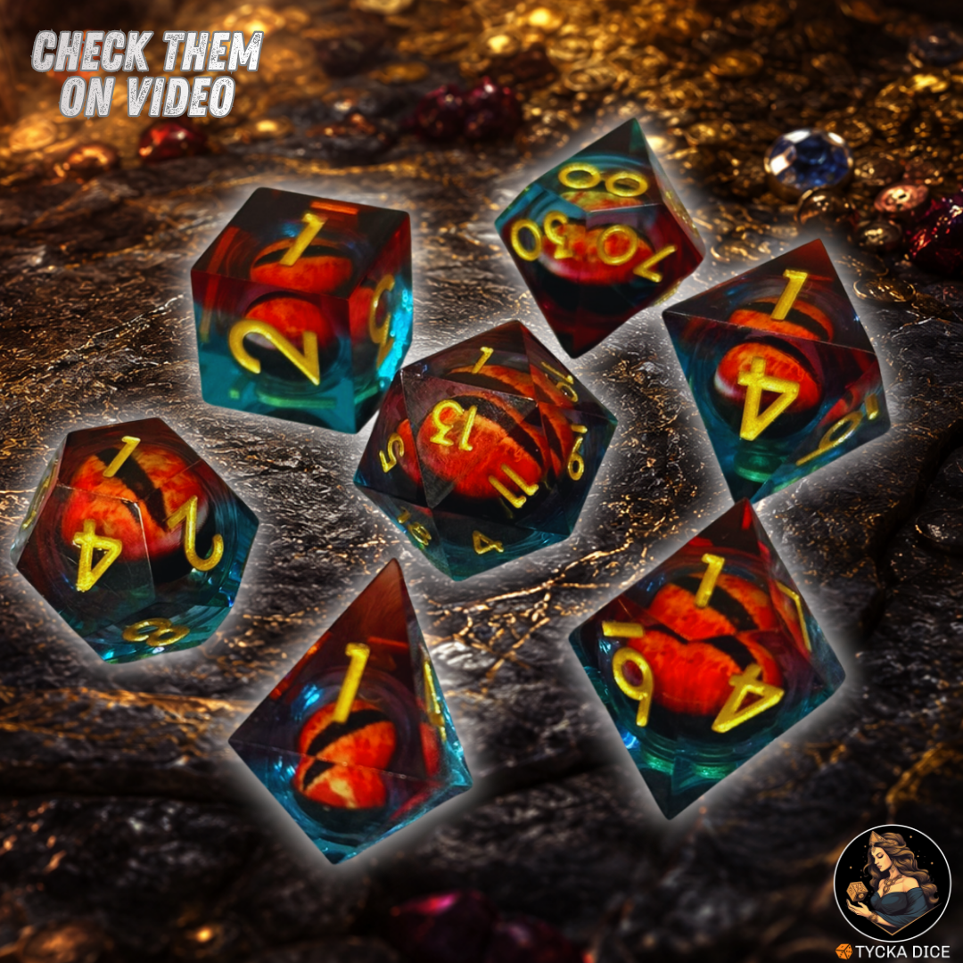 Liquid Core Dice - Raistlin Eye of the Dragon RPG Dice Set | TYCKA DICE