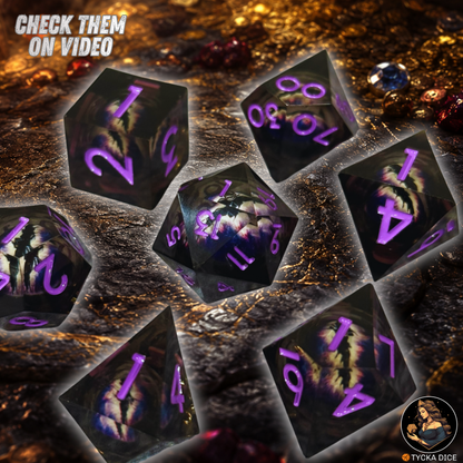 Liquid Core Dice - Raven Eye of the Dragon RPG Dice Set | TYCKA DICE