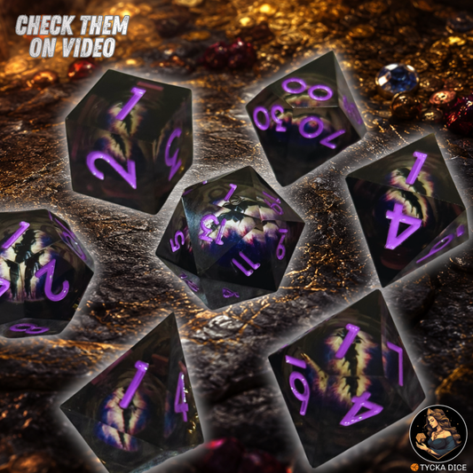 Liquid Core Dice - Raven Eye of the Dragon RPG Dice Set | TYCKA DICE
