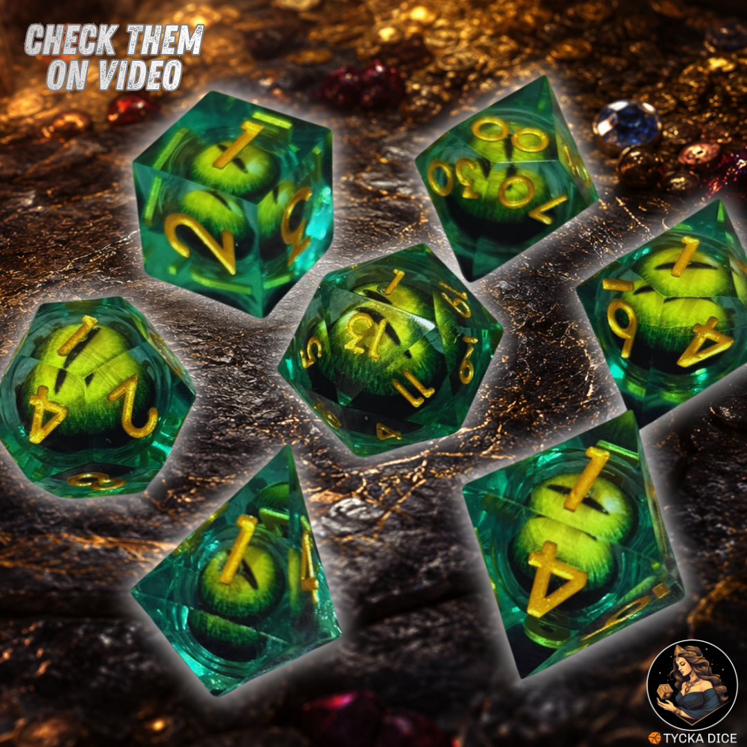 Liquid Core Dice - Rhaegal Eye of the Dragon RPG Dice Set | TYCKA DICE